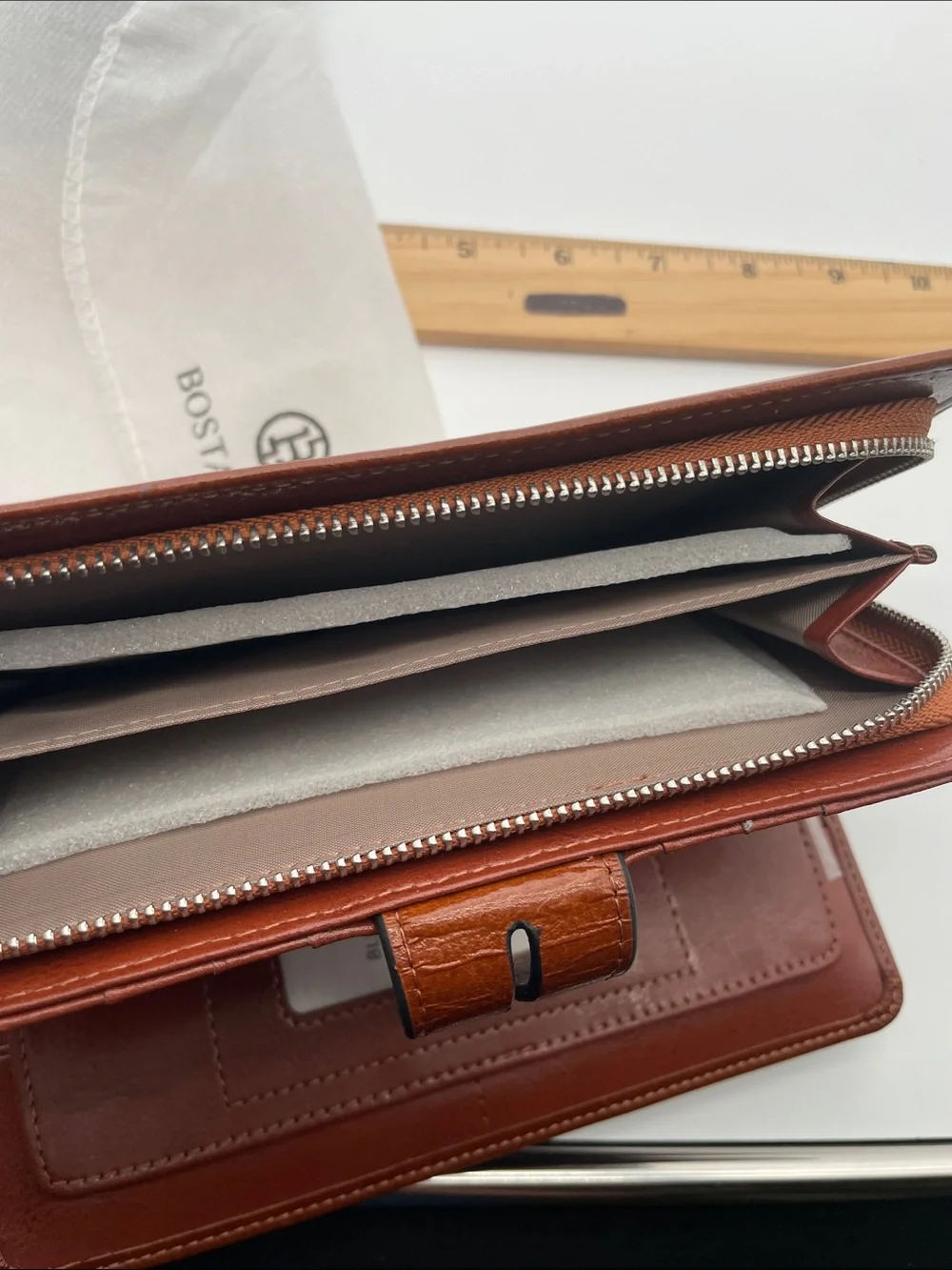 Bostanten Brown Leather Zip-Around Wallet